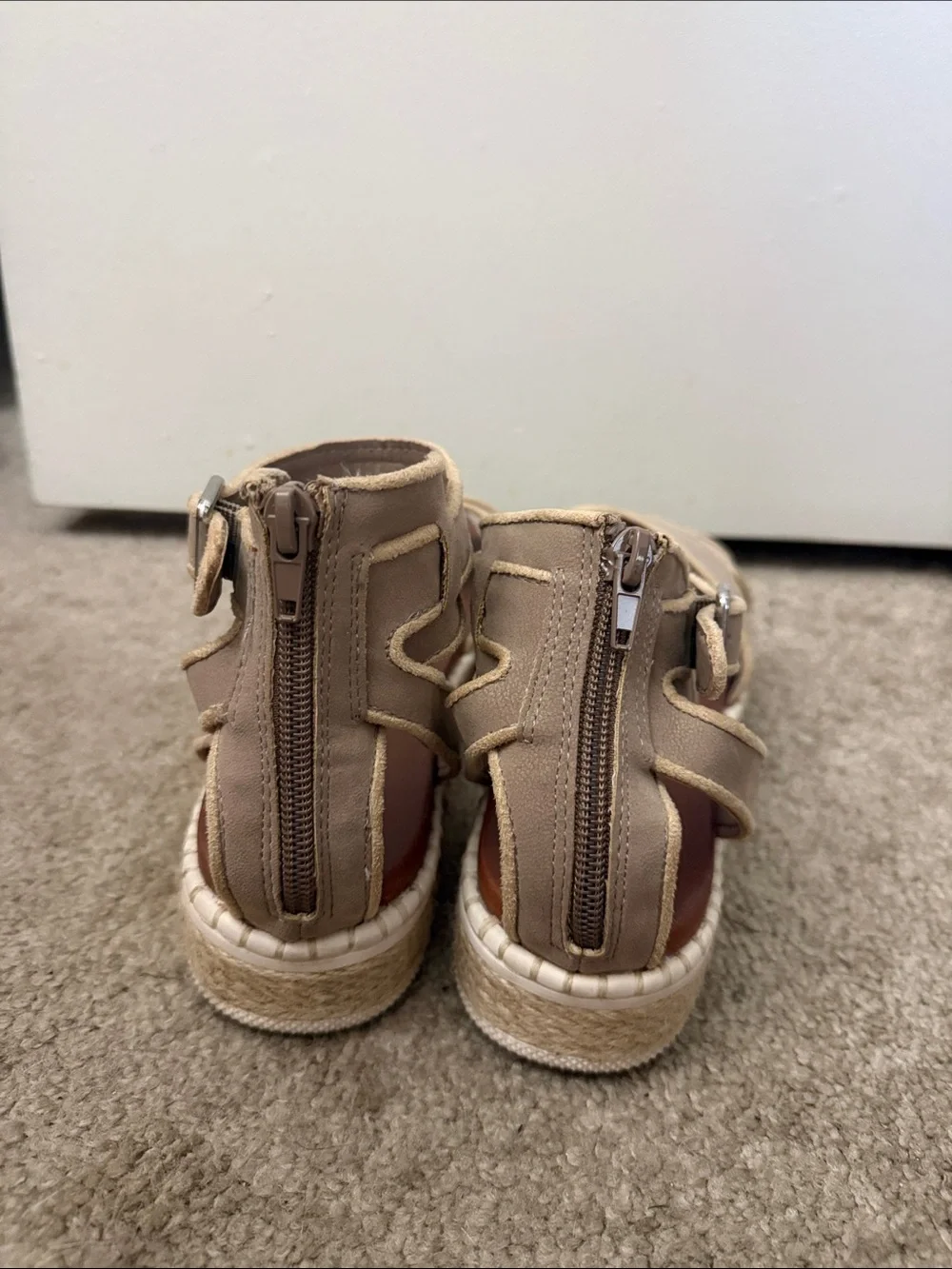 MIA Neutral Tan Crisscross Espadrille Sandals with Ankle Strap